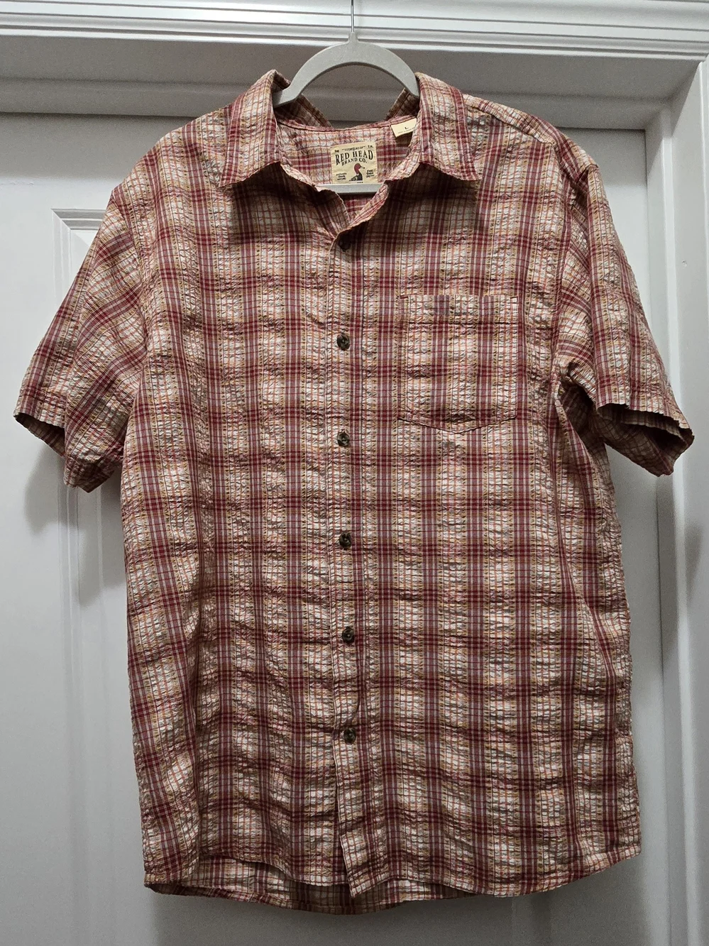 RedHead Men’s Plaid Short Sleeve Casual Button Down Shirt Size L